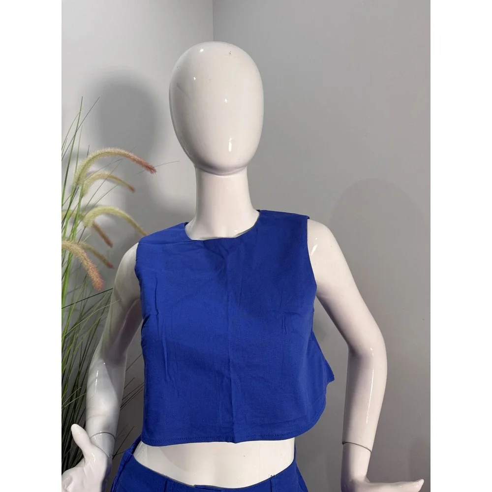 Commense Cotton Blue Chic Cobalt Crop & Pant Set size S‎